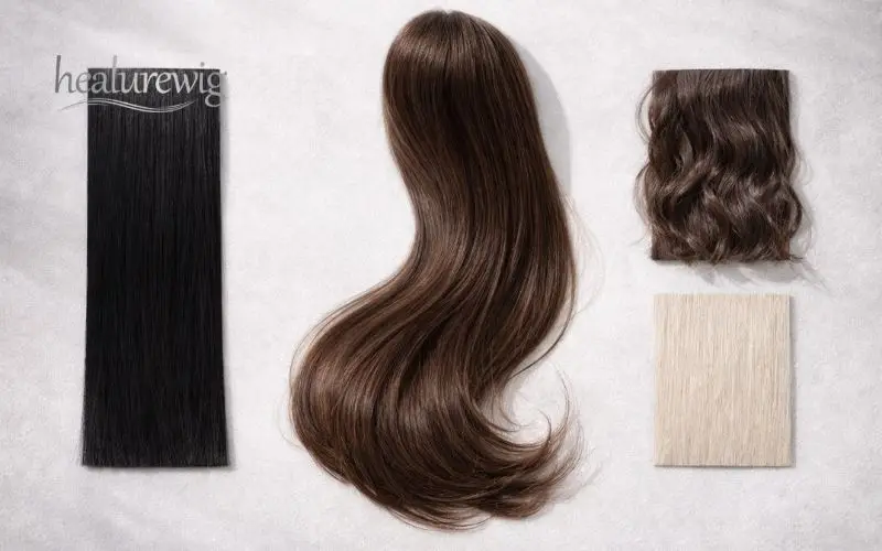  Different human hair textures representing global origins for premium human hair wigs
