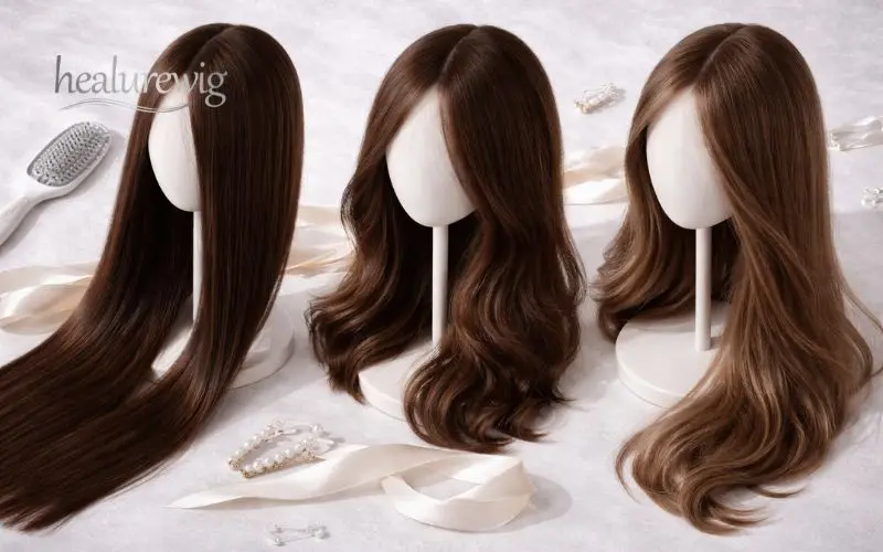  Human hair wig care routine with serum comb and soft maintenance styling setup
