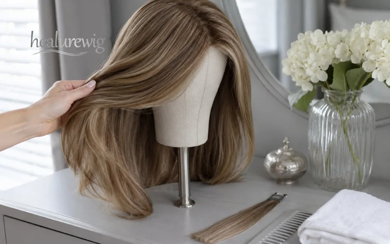 Fine denier human hair texture for natural Caucasian wigs Fine denier human hair texture for natural Caucasian wigs