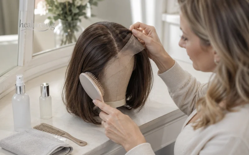 Gentle brushing and lace care helping a lace front wig last longer Gentle brushing and lace care helping a lace front wig last longer