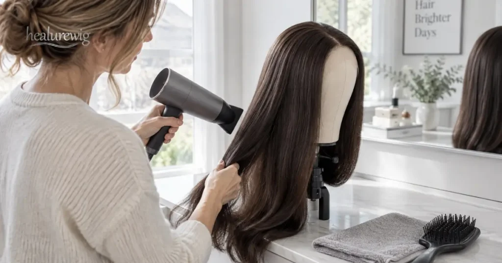 How to blow dry a human hair wig