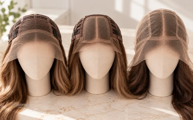 Comparison of lace front closure and full lace human hair wig constructions Comparison of lace front closure and full lace human hair wig constructions