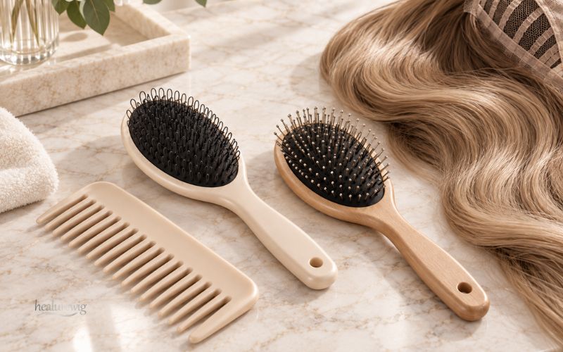 Essential wig brush tools for detangling and styling premium human hair wigs Essential wig brush tools for detangling and styling premium human hair wigs