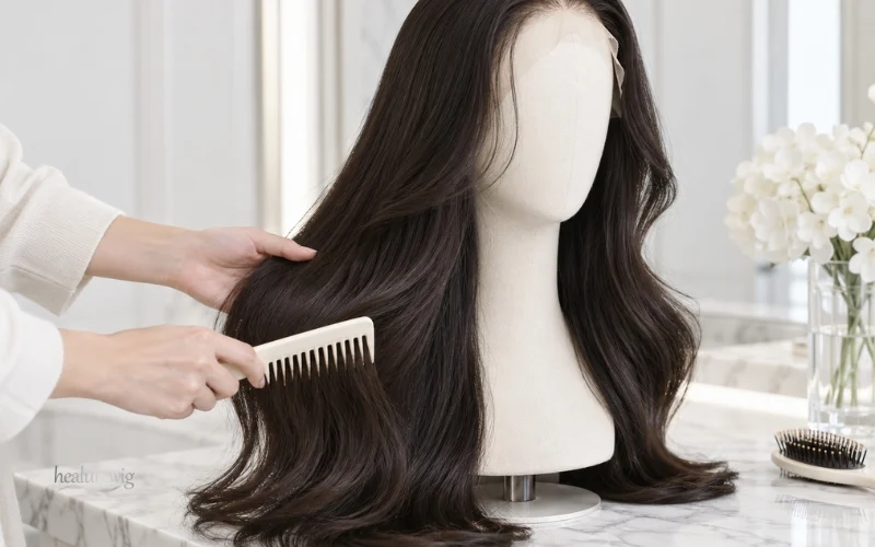 Gentle care routine for maintaining a premium human hair lace front wig